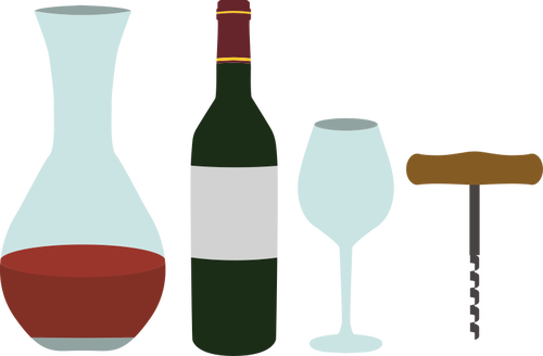 Vin karaff och corkscrew