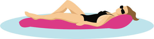 Lady schwimmend auf Matratze