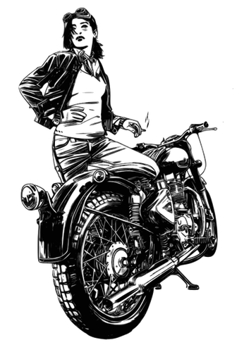 Wanita dengan sepeda motor