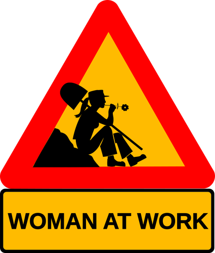 Damen pÃ¥ arbete signpost