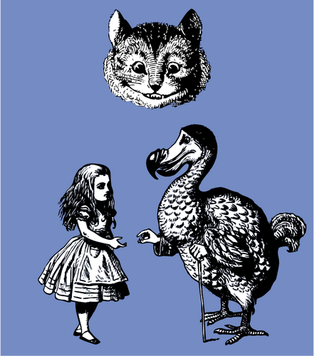 Alice in Tara Minunilor cu pisica ÅŸi gÃ¢scÄƒ imaginea vectorialÄƒ
