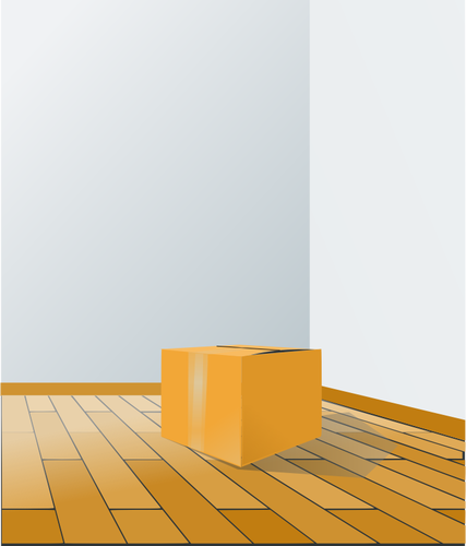 Karton auf einem Holzboden-Vektor-illustration
