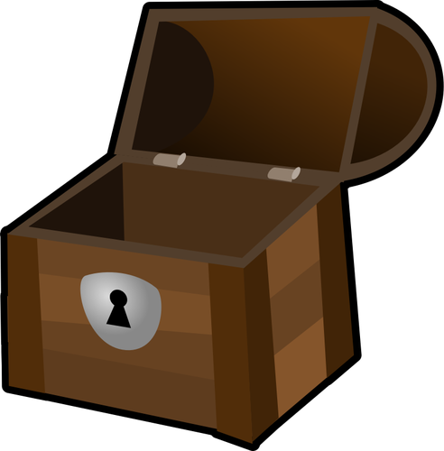 Een open houten kist met een slot vector illustraties