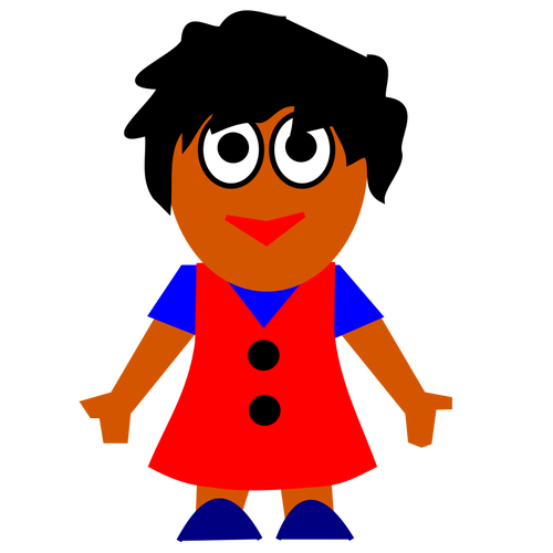 Clip-art vector feliz garota afro-americana de vestido vermelho
