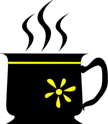 Svart cup med gul blomst vektorgrafikk utklipp
