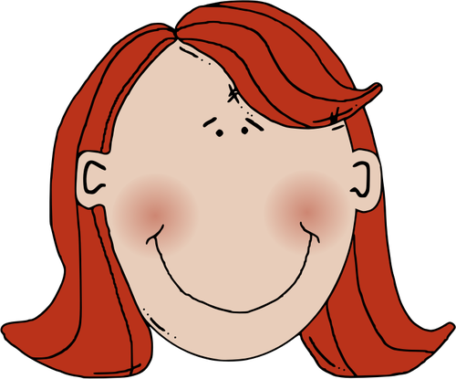 Cartoon vektor illustration av en kvinna med rÃ¶tt hÃ¥r och rodnade ansikte