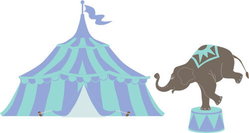 Vektor seni klip tenda sirkus dengan gajah