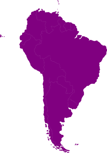Mappa vettoriale del continente sud-americano