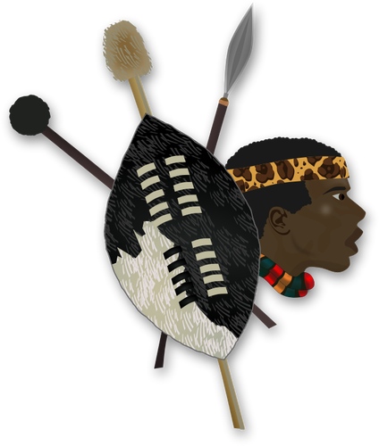 VektorovÃ© grafiky poloÅ¾ek a hlavu Zulu Warrior