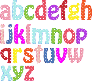 Colorful lowercase alphabet