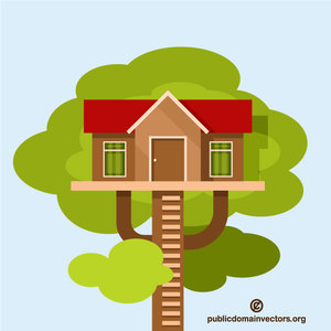 Tree house vector clip art